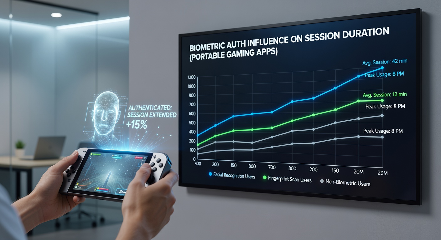 Graph illustrating session duration changes after biometric feature implementation in gaming apps