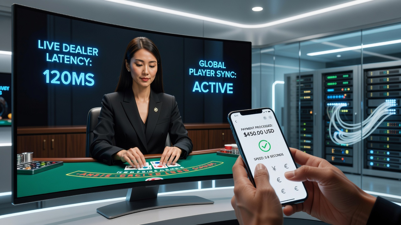 Live dealer interface displayed on a mobile screen during an international casino session with payment confirmation overlay